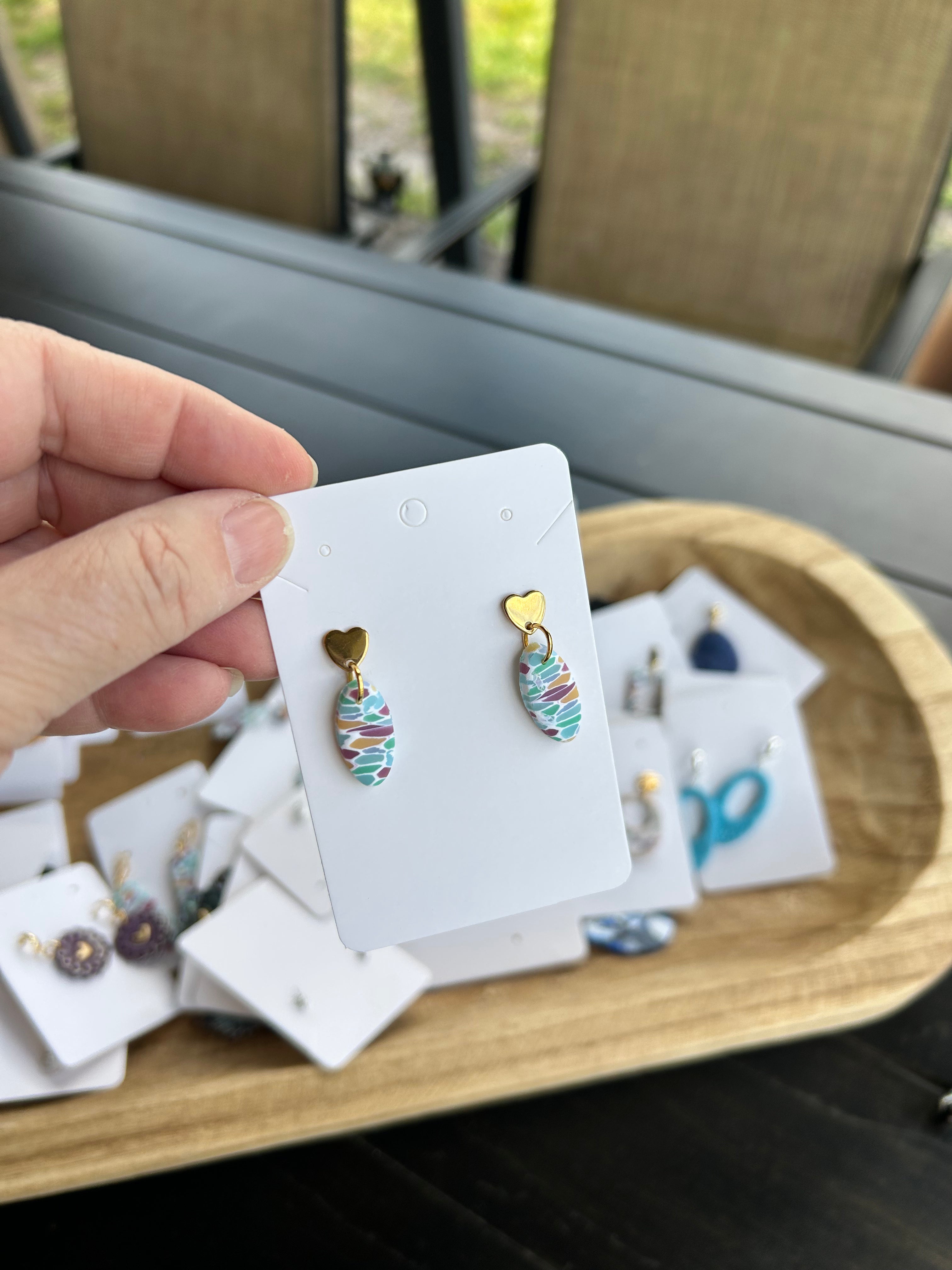 small dangles multicolored with heart studs