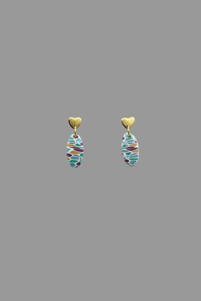 Small stained glass look with heart studs